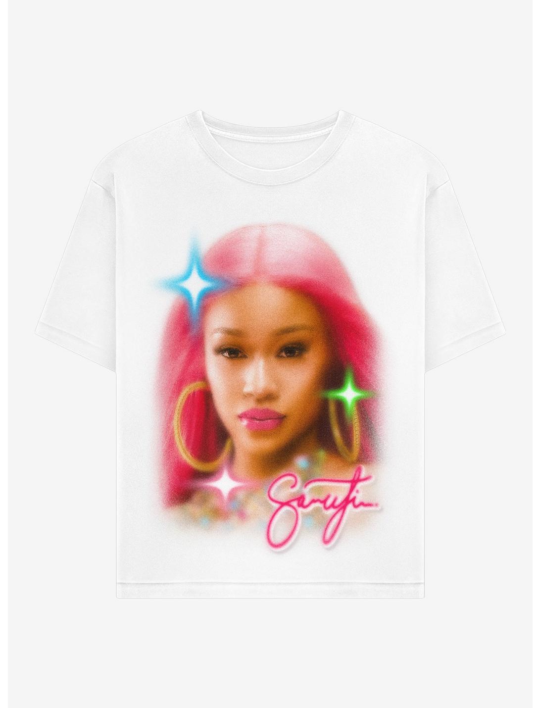 Saweetie Airbrush Portrait Relaxed Fit Girls T-Shirt