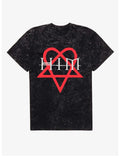 HIM Red Heartagram Mineral Wash T-Shirt