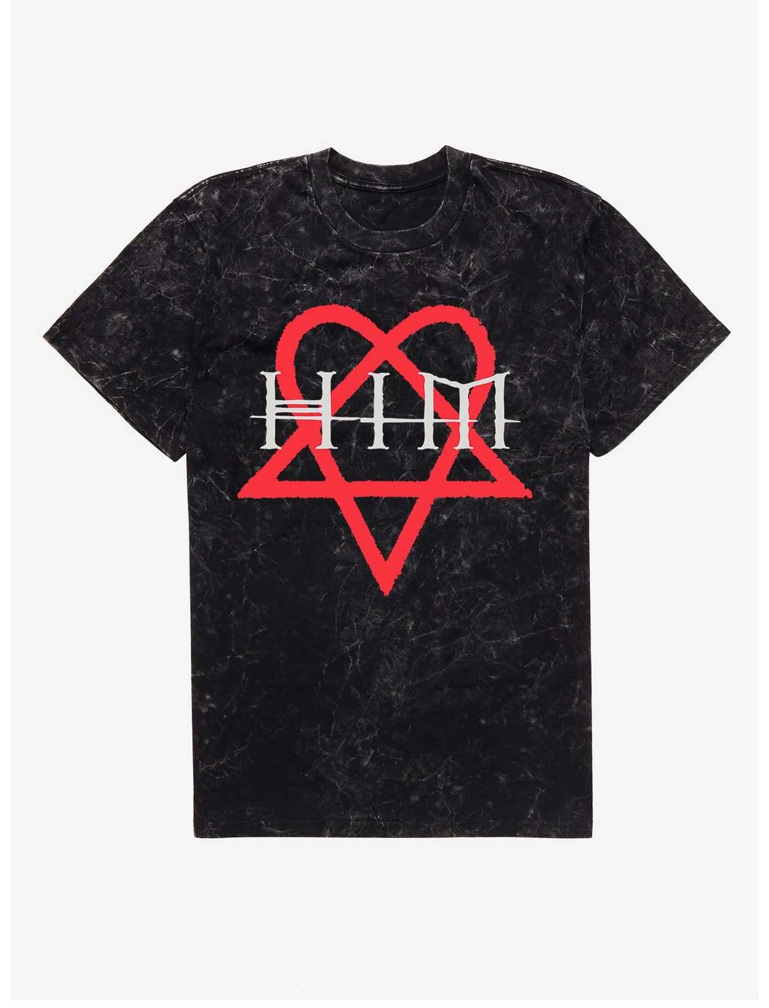 HIM Red Heartagram Mineral Wash T-Shirt