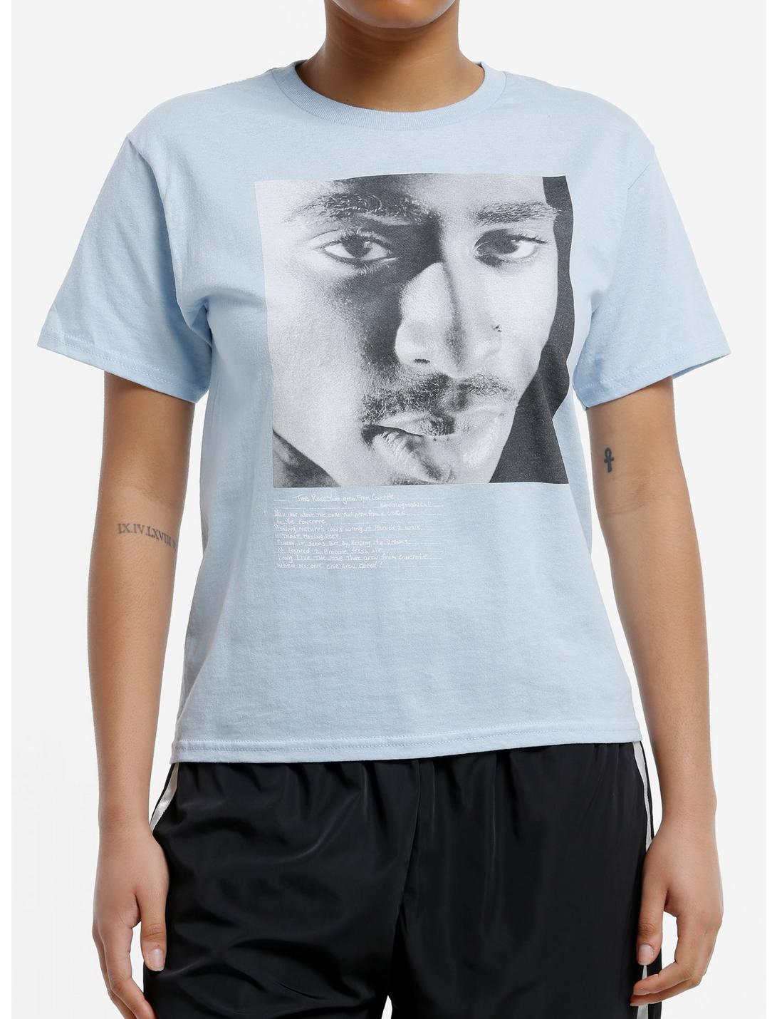 Tupac The Rose That Grew From Concrete Pastel Blue Shrunken Fit Girls T-Shirt