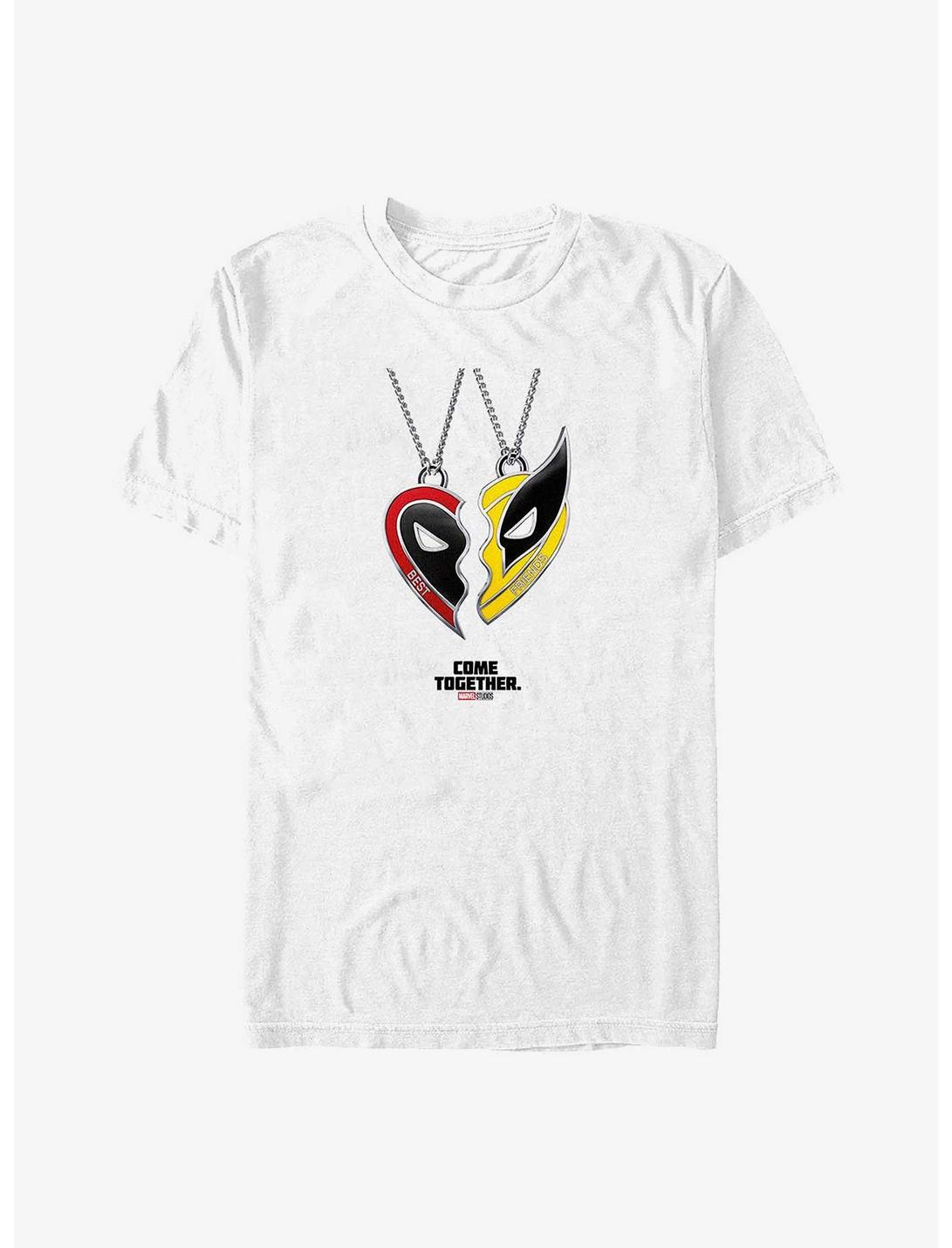 Marvel Deadpool & Wolverine Heart Friendship Necklace Big & Tall T-Shirt