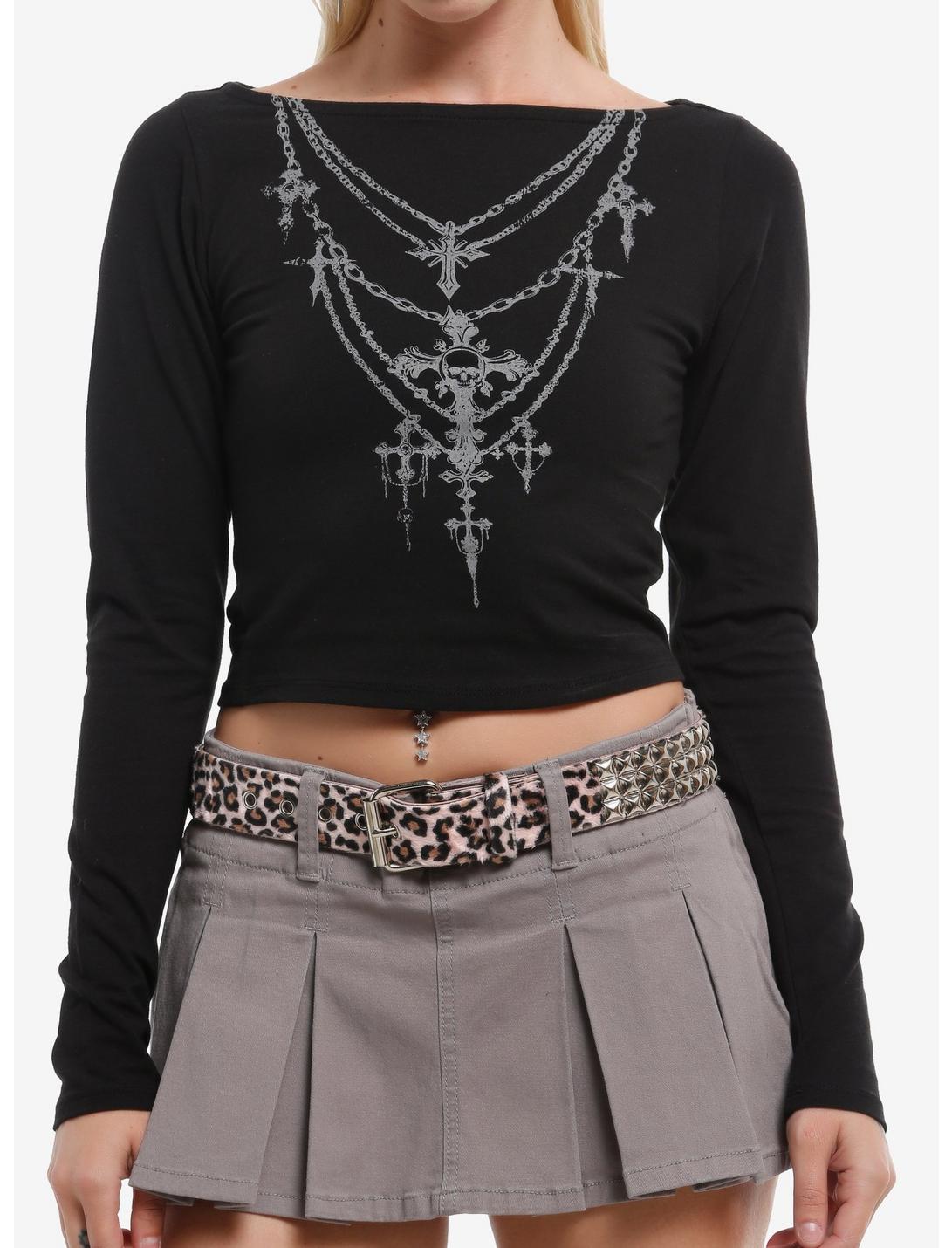Social Collision Cross Chain Girls Long-Sleeve Top