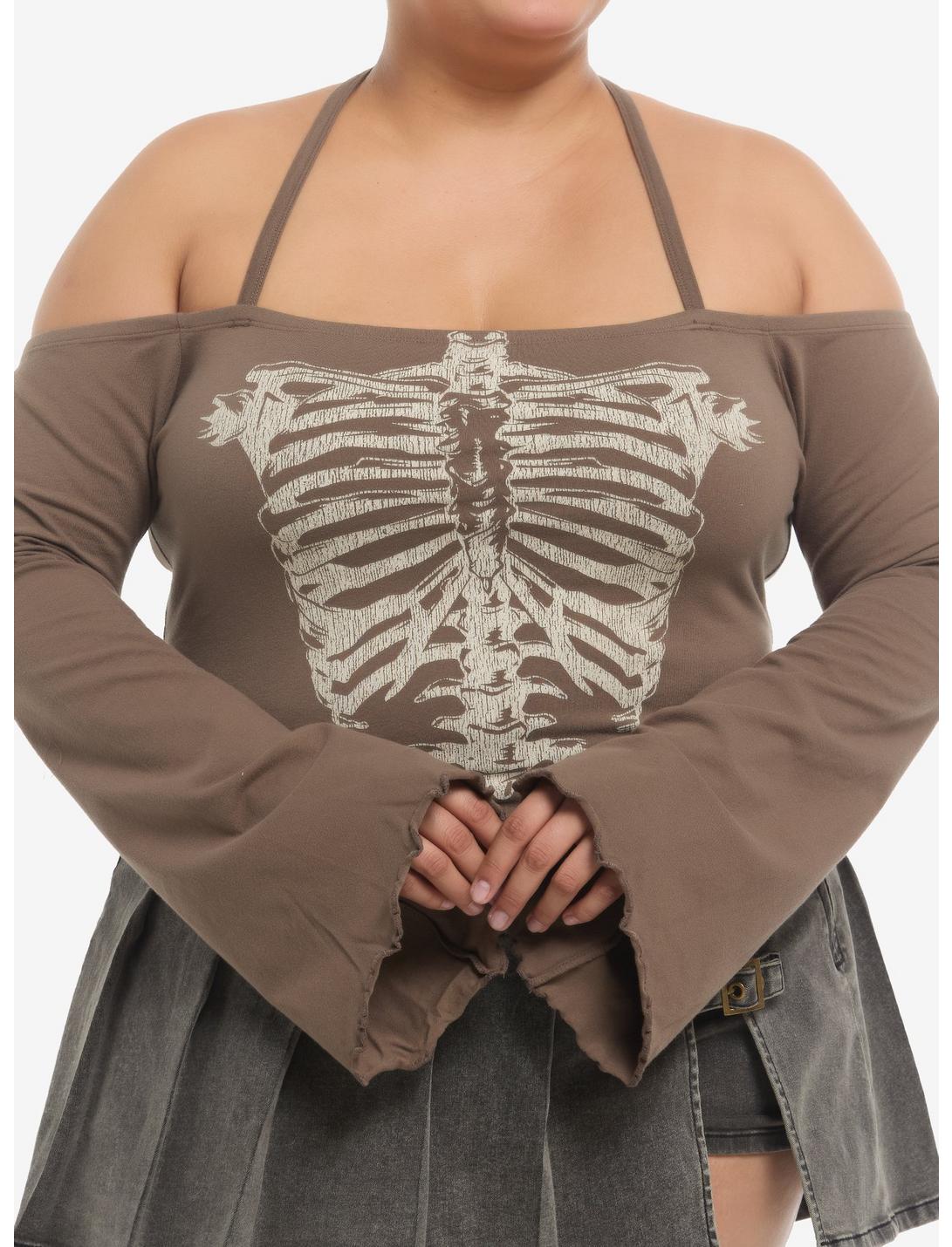 Brown Rib Cage Girls Cold-Shoulder Top Plus Size