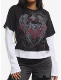 Social Collision Winged Skull & Cross Girls Twofer Long-Sleeve T-Shirt