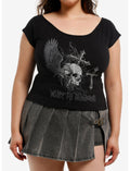 Winged Skull Cross Girls Off-Shoulder Crop Top Plus Size