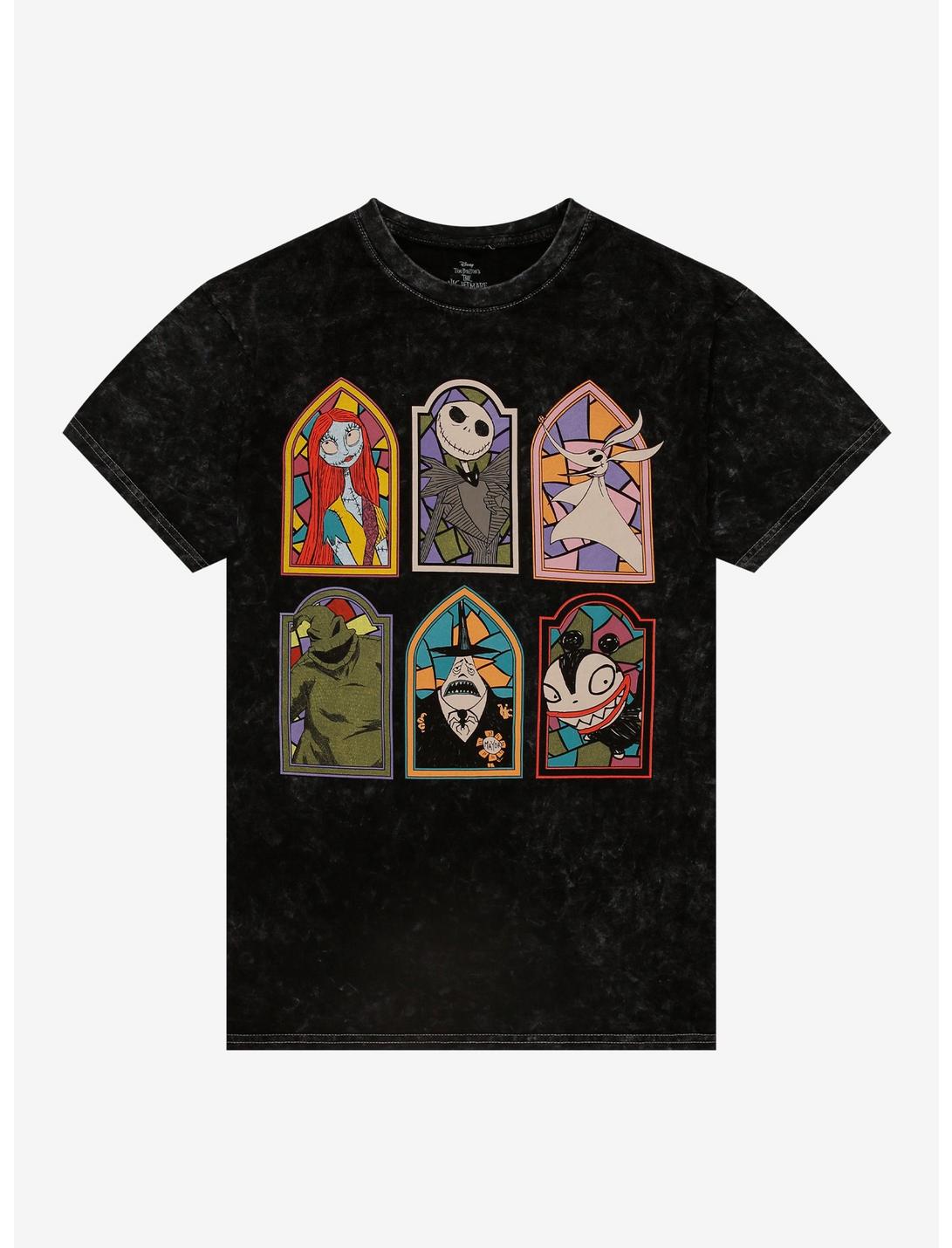 The Nightmare Before Christmas Stained Glass Character Frames Mineral Wash T-Shirt