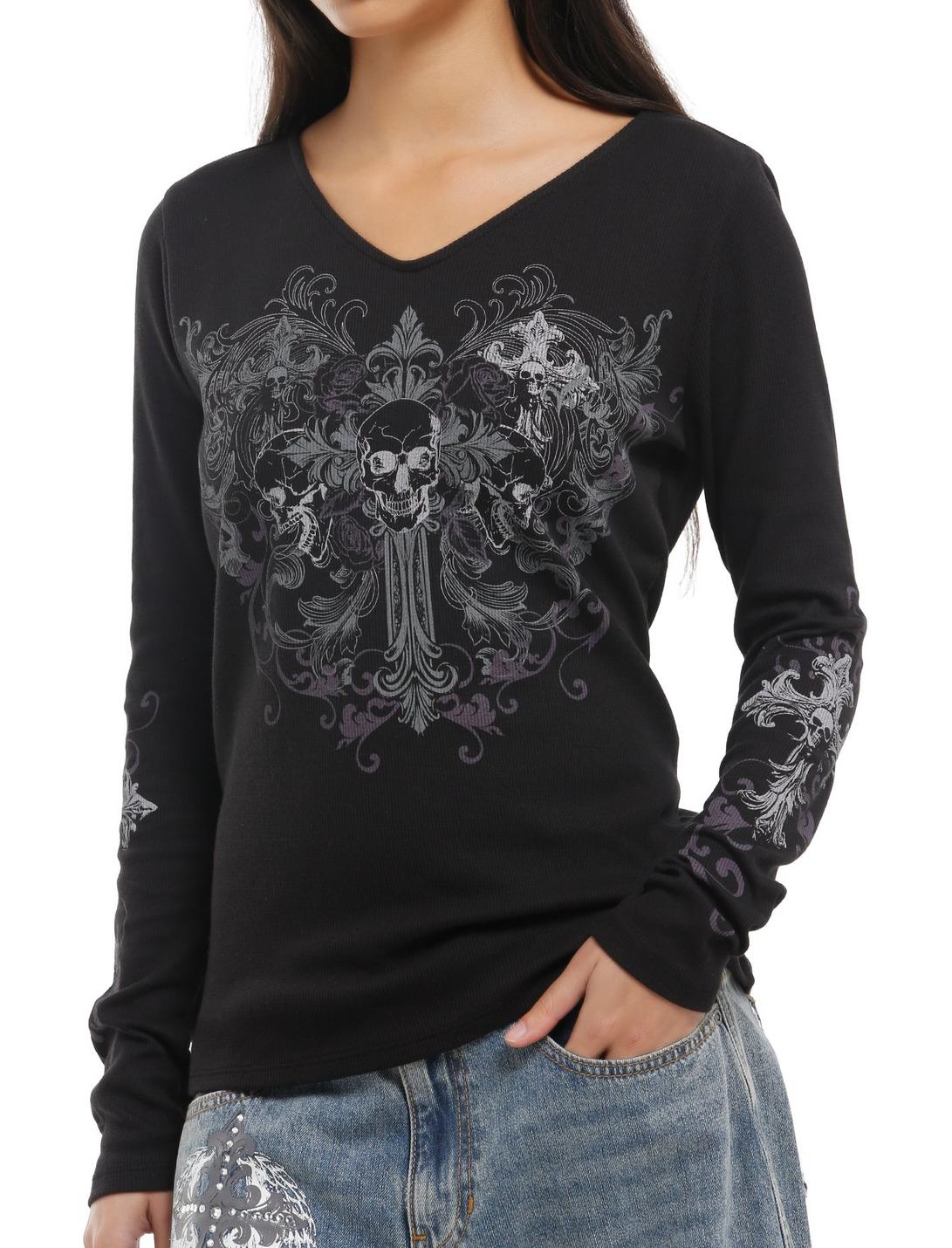 Skull & Cross Thermal Girls Long-Sleeve Top