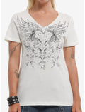 Winged Heart Rhinestone Girls V-Neck T-Shirt