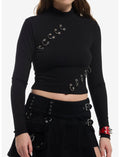 Social Collision Black Pierced Girls Long-Sleeve Top