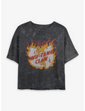 Wu-Tang Clan Fire Logo Girls Mineral Wash Crop T-Shirt