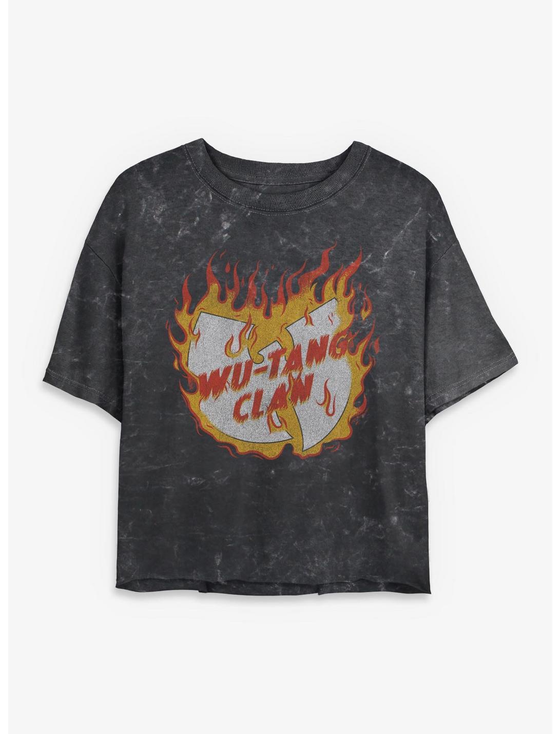 Wu-Tang Clan Fire Logo Girls Mineral Wash Crop T-Shirt