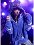 KPop Demon Hunters Derpy Tiger Character Patch Girls Fuzzy Hoodie