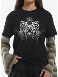 Thorn & Fable Cyber Moth Knit Sleeve Girls Twofer Top