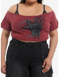 Social Collision Fallen Angel Cropped Girls Cold-Shoulder Top Plus Size