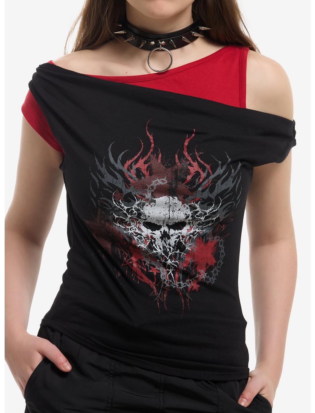 Social Collision Jagged Skull Girls Twofer Top