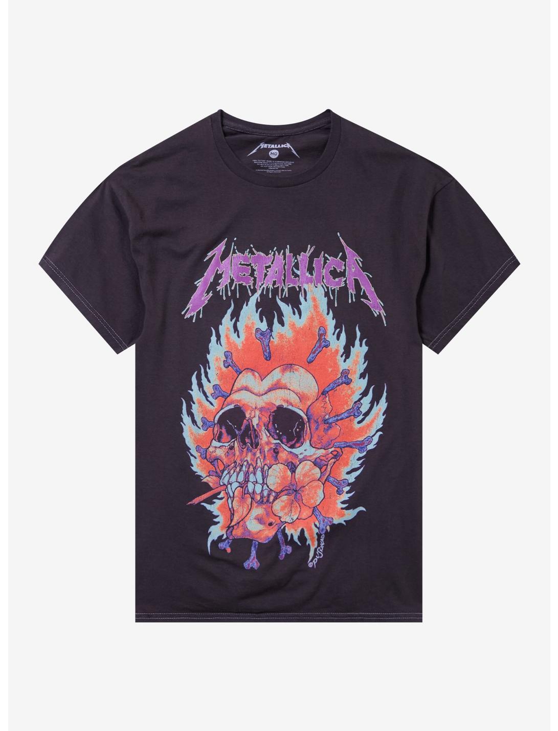 Metallica Flaming Flower Skull T-Shirt