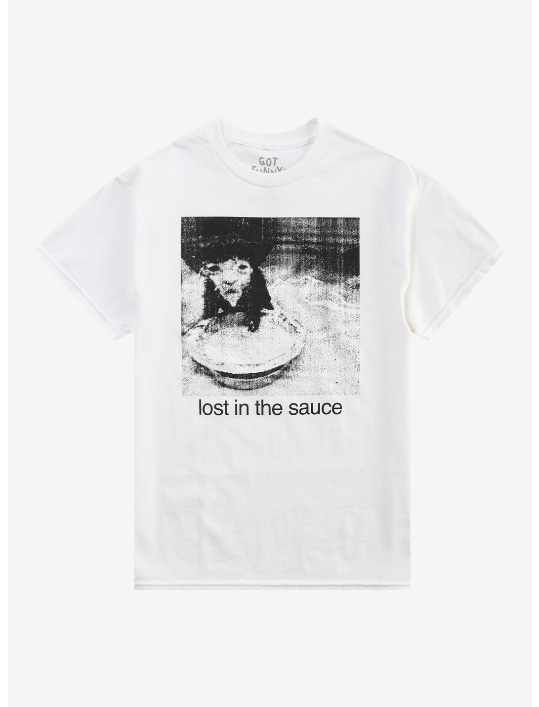 Lost In The Sauce Low Res Cat T-Shirt By Got Funny?