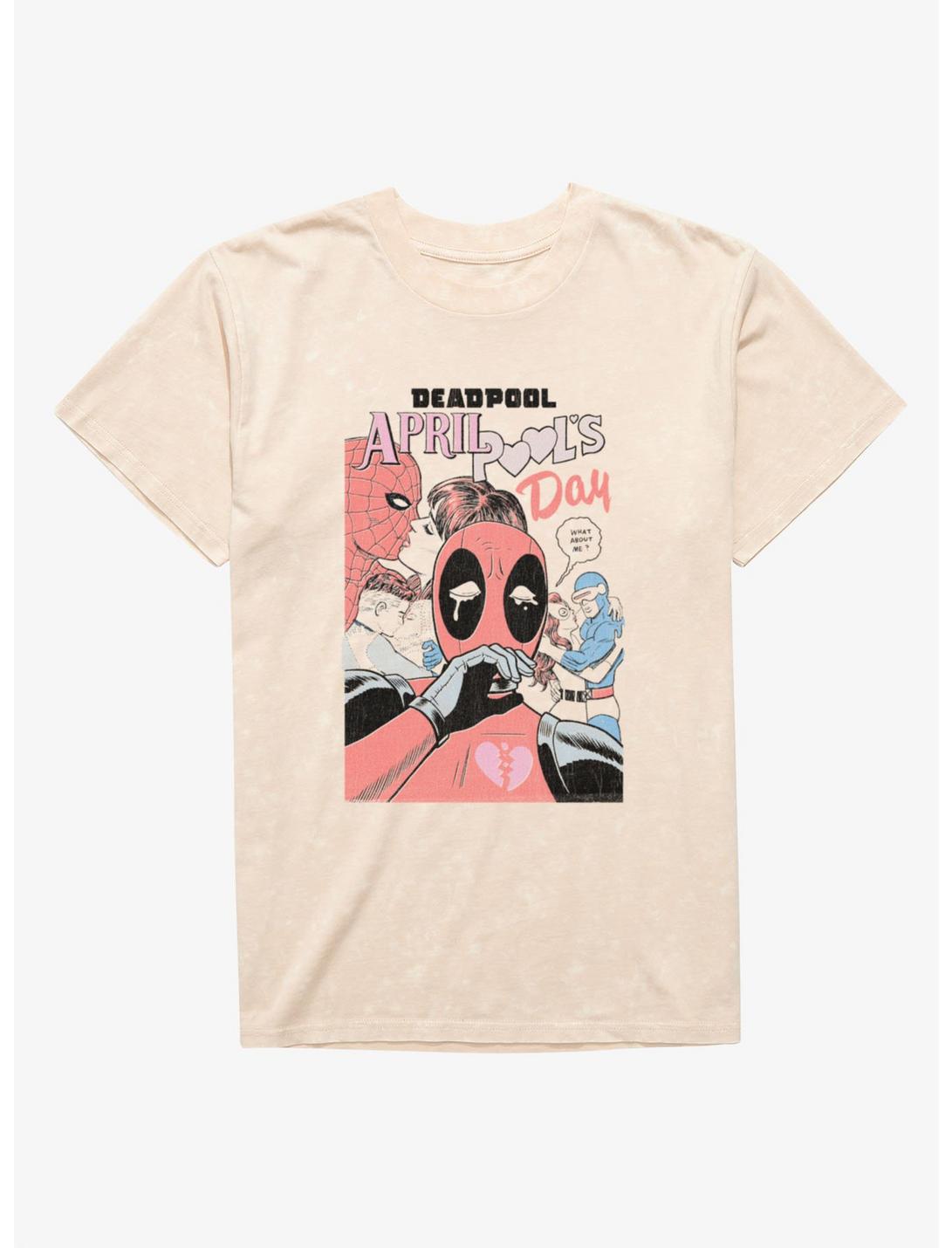 Marvel Deadpool April Pool's Day Love Couples Mineral Wash T-Shirt